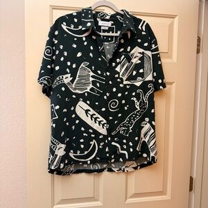 Urban Outfitters Graphic Short Sleeve Button-Up Top